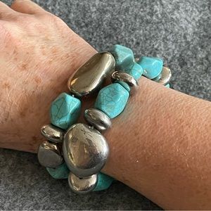 Turquoise and silver bracelets
